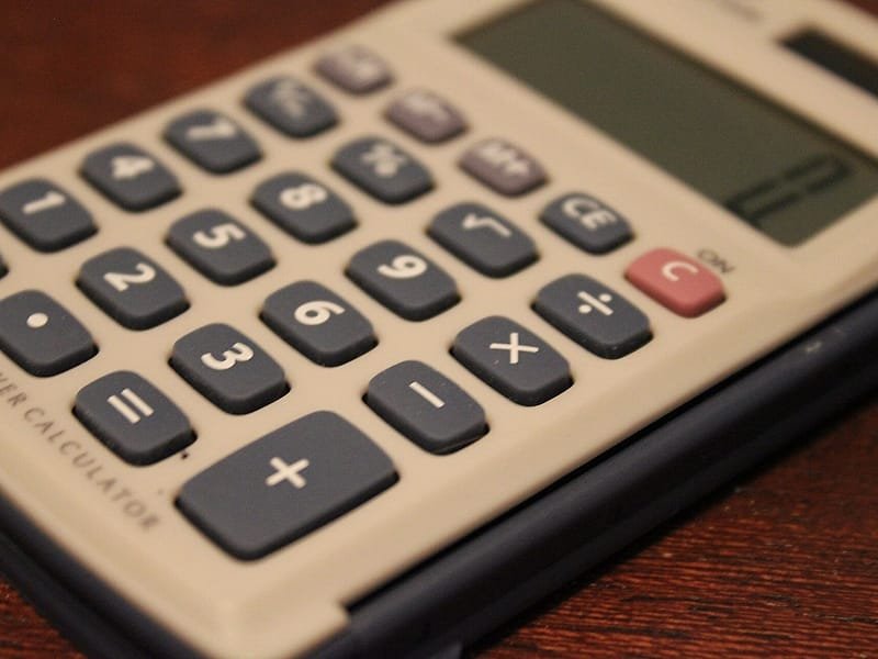 Close-up of a calculator keypad